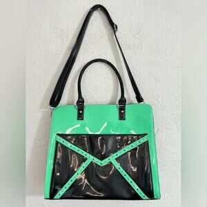 Tailor & Twirl Retro VTG Mint And Black Patent Leather Purse Bag Tote